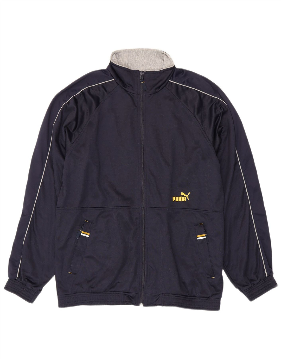 Giacca da ginnastica da uomo Puma piccola in poliestere blu navy