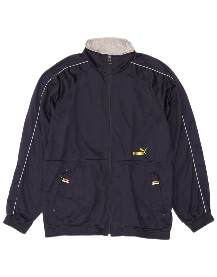 Giacca da ginnastica da uomo Puma piccola in poliestere blu navy