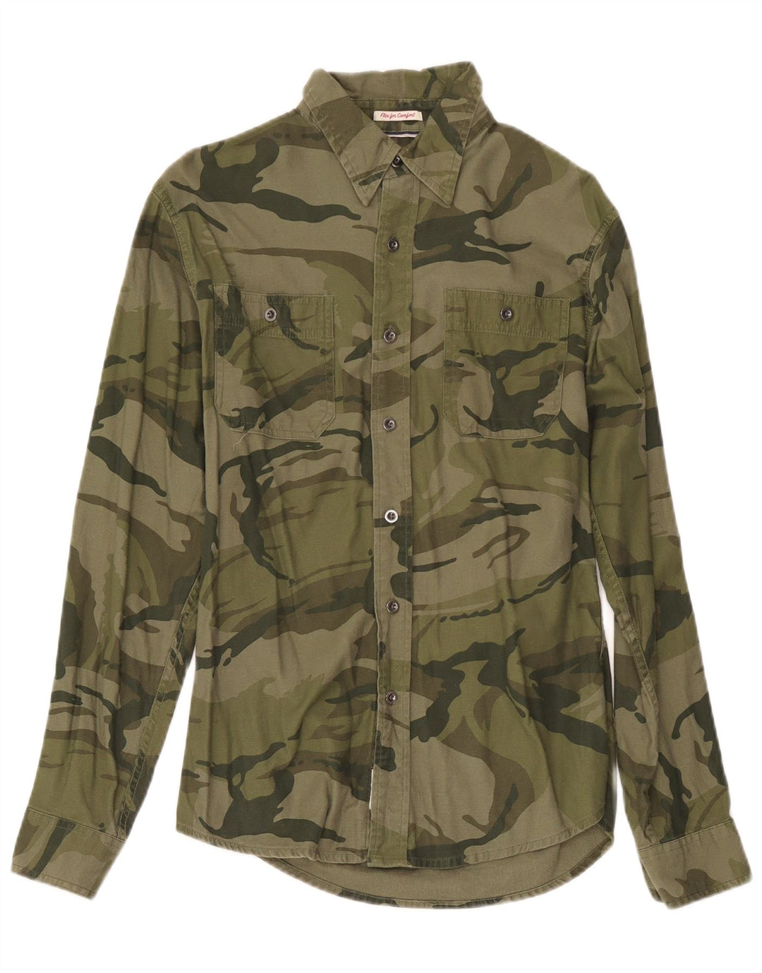 Camicia da uomo Wrangler piccola in cotone mimetico kaki