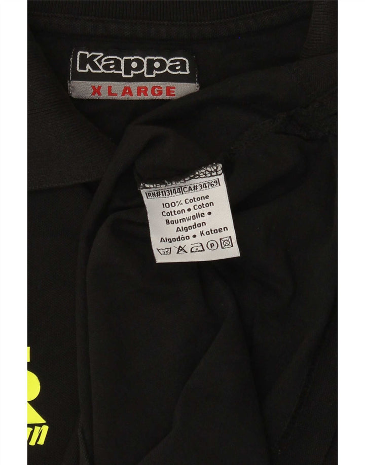 Polo grafica da uomo Kappa XL in cotone nero
