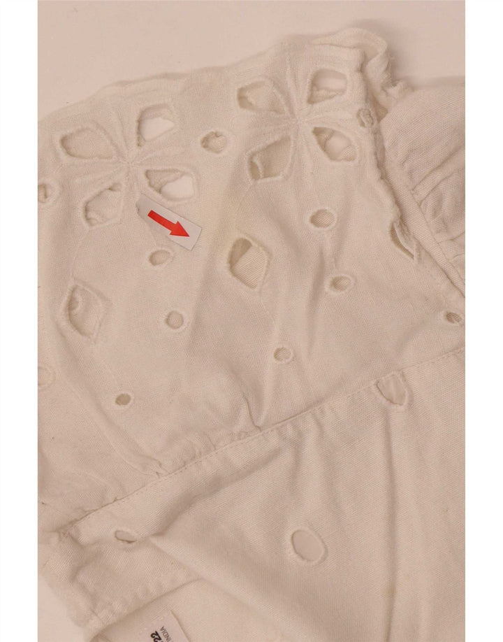 Top Blusa Bambina Zara 6-7 Anni Cotone Bianco