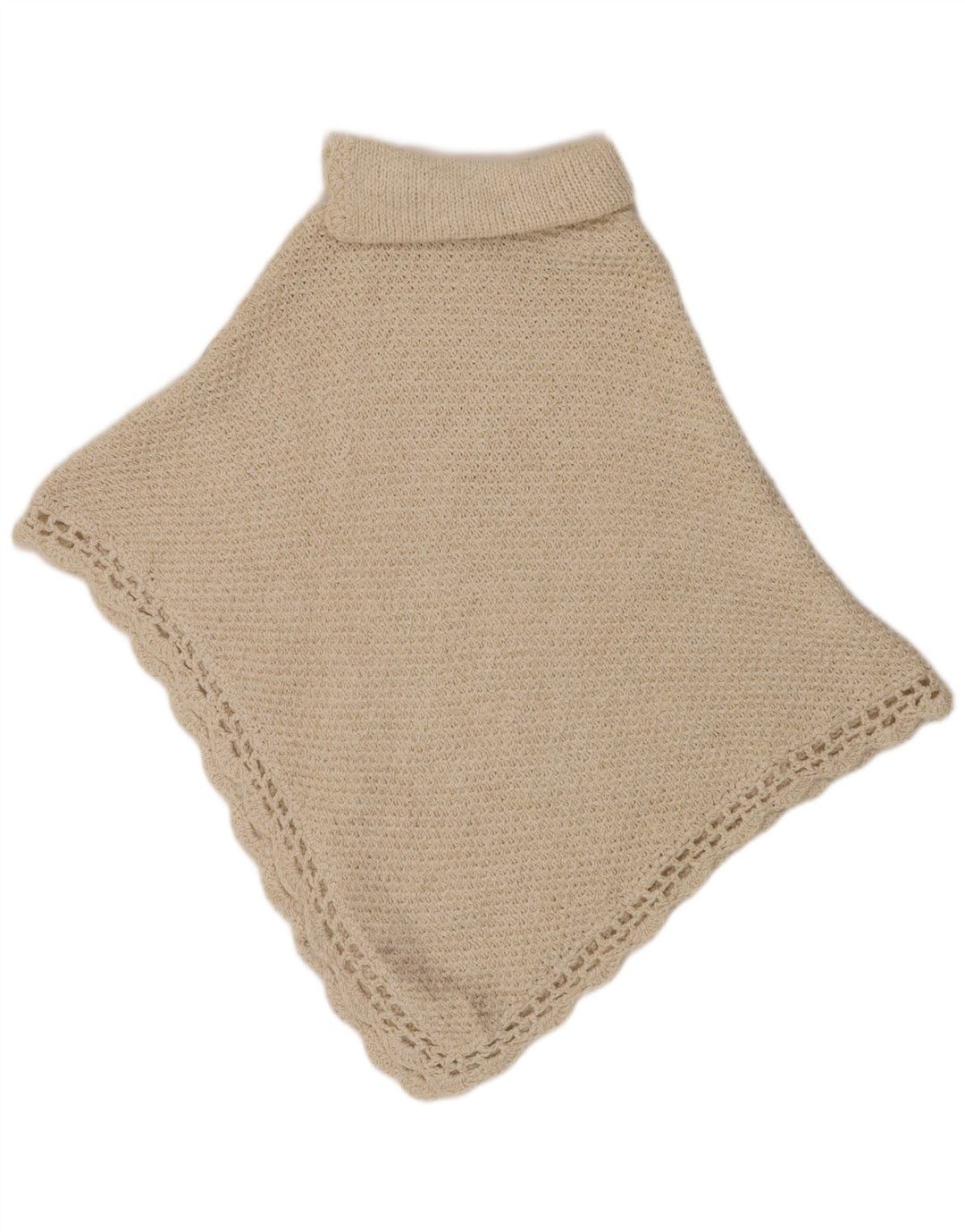 Maglione poncho a collo alto da donna VINTAGE taglia unica in lana bianca