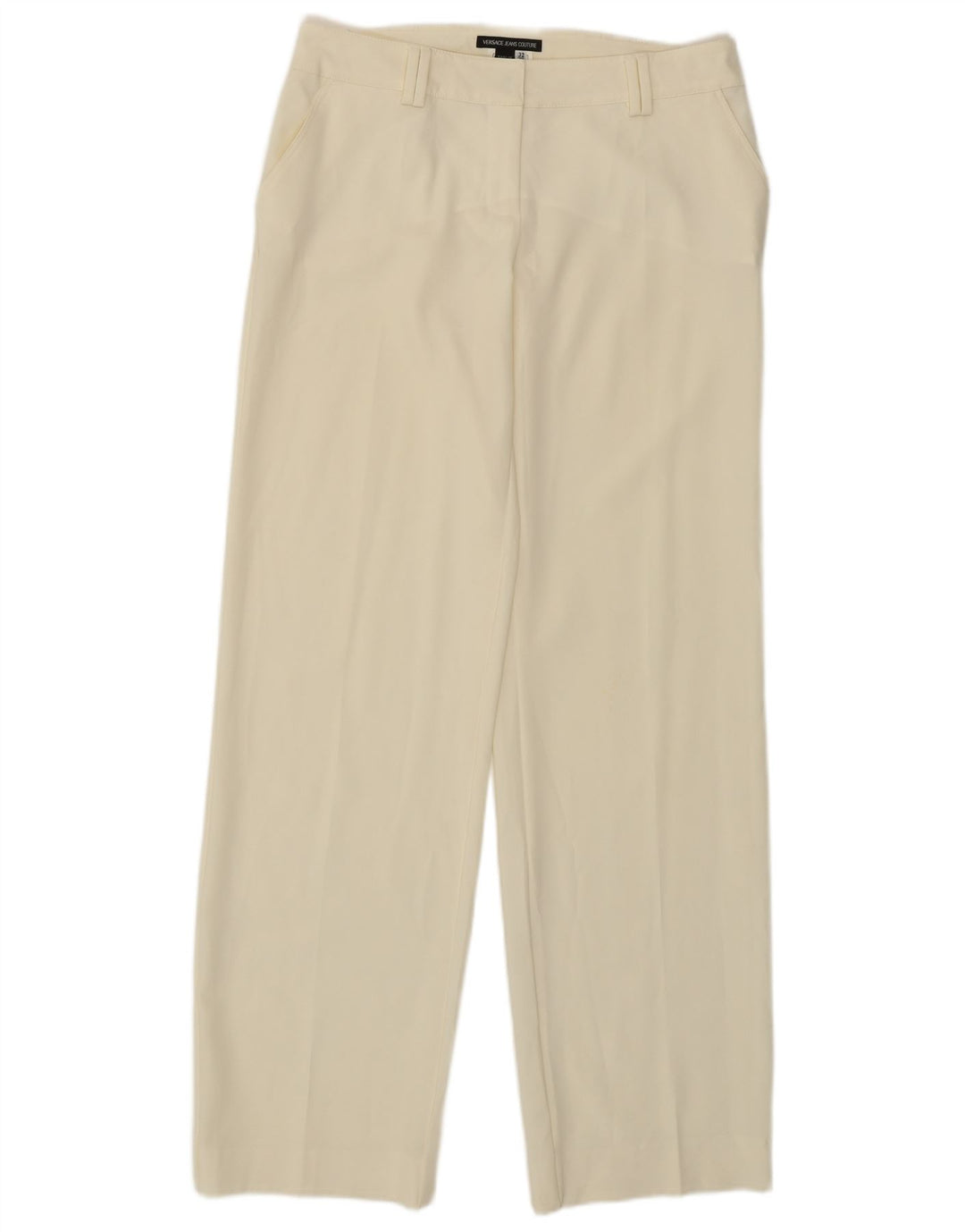 Pantaloni chino dritti da donna VERSACE IT 46 Large W32 L32 Bianco sporco
