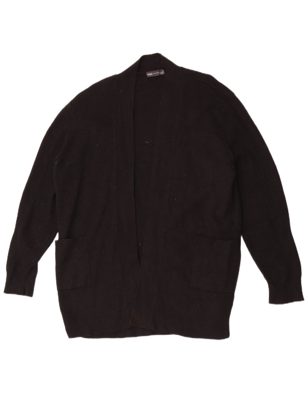 Maglione cardigan aperto lungo da donna Marks & Spencer UK 20 2XL Nero