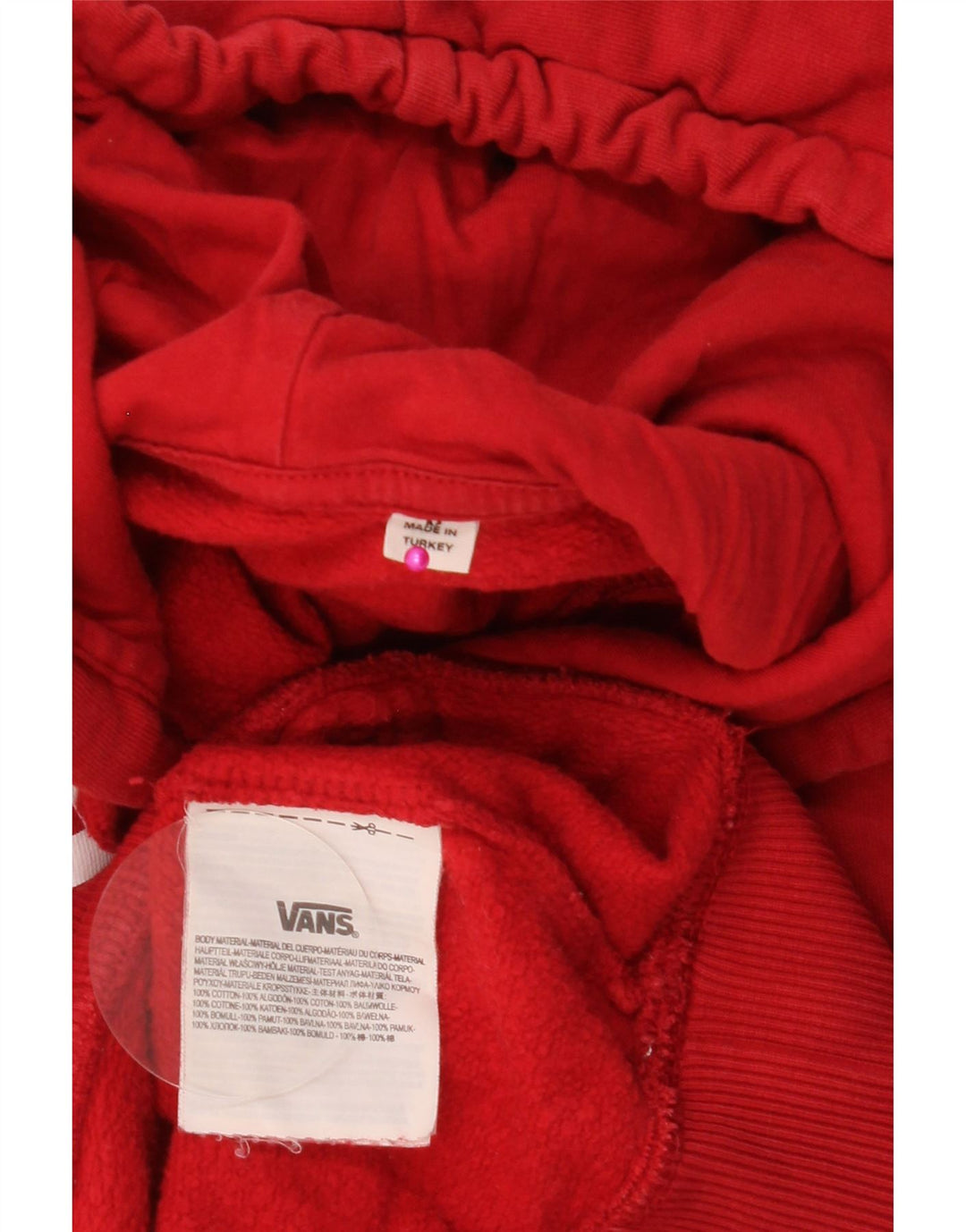 Felpa con cappuccio grafica da uomo VANS, cotone rosso medio