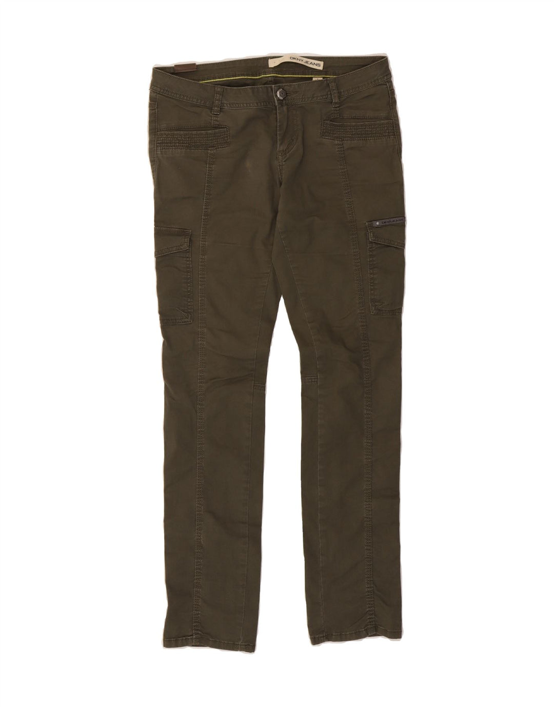 DKNY Womens Slim Cargo Trousers US 6 Medium W30 L32 Khaki Cotton Vintage Dkny and Second-Hand Dkny from Messina Hembry 