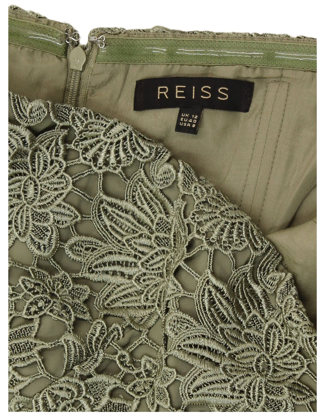Abito senza spalline da donna Reiss UK 12 Poliestere floreale verde medio