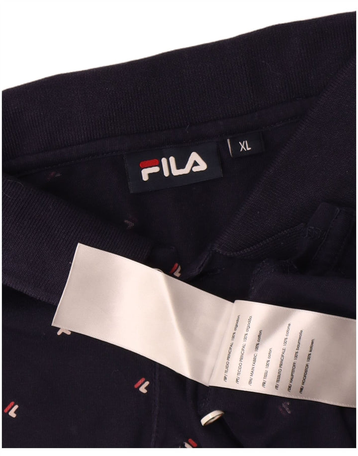 Polo da uomo Fila XL in cotone screziato blu navy