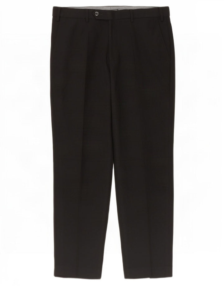 Pantaloni da abito vestibilità regolare Marks & Spencer da uomo W34 L29 poliestere nero