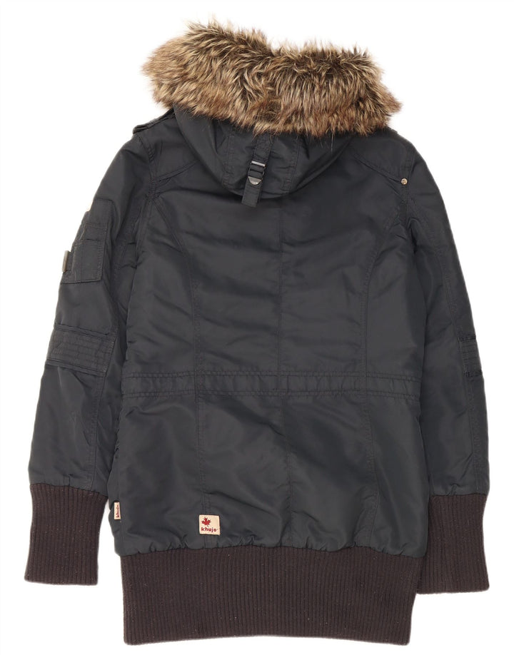 Giacca parka da uomo con cappuccio KHUJO UK 38 nylon blu navy medio