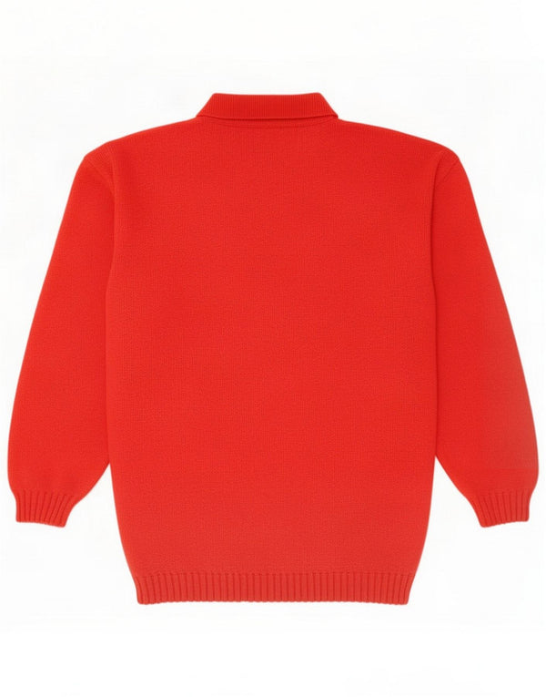 Maglione vintage da uomo con collo a polo rosso medio geometrico