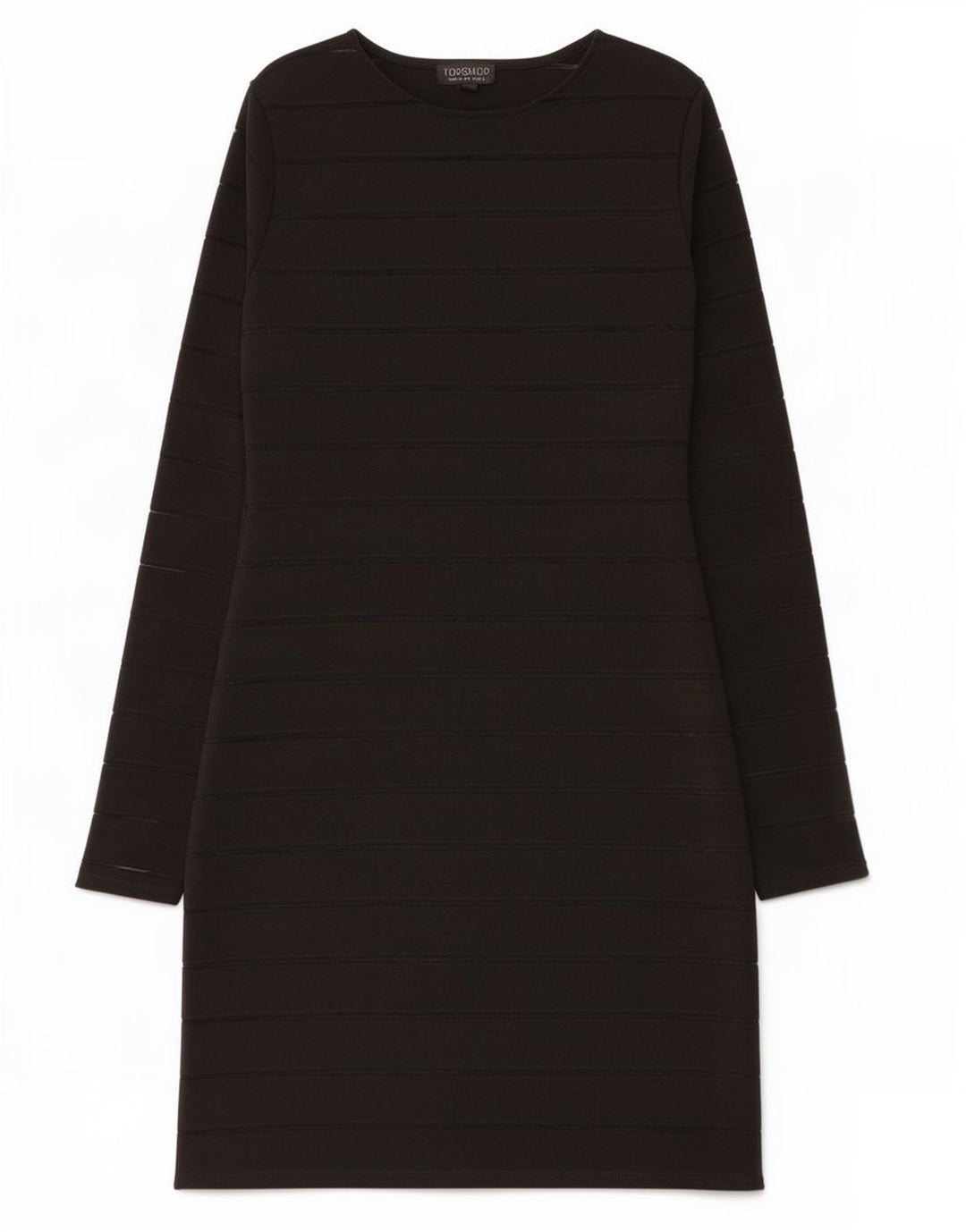 Abito a trapezio a maniche lunghe da donna Topshop UK 12 Poliestere a righe nere medie