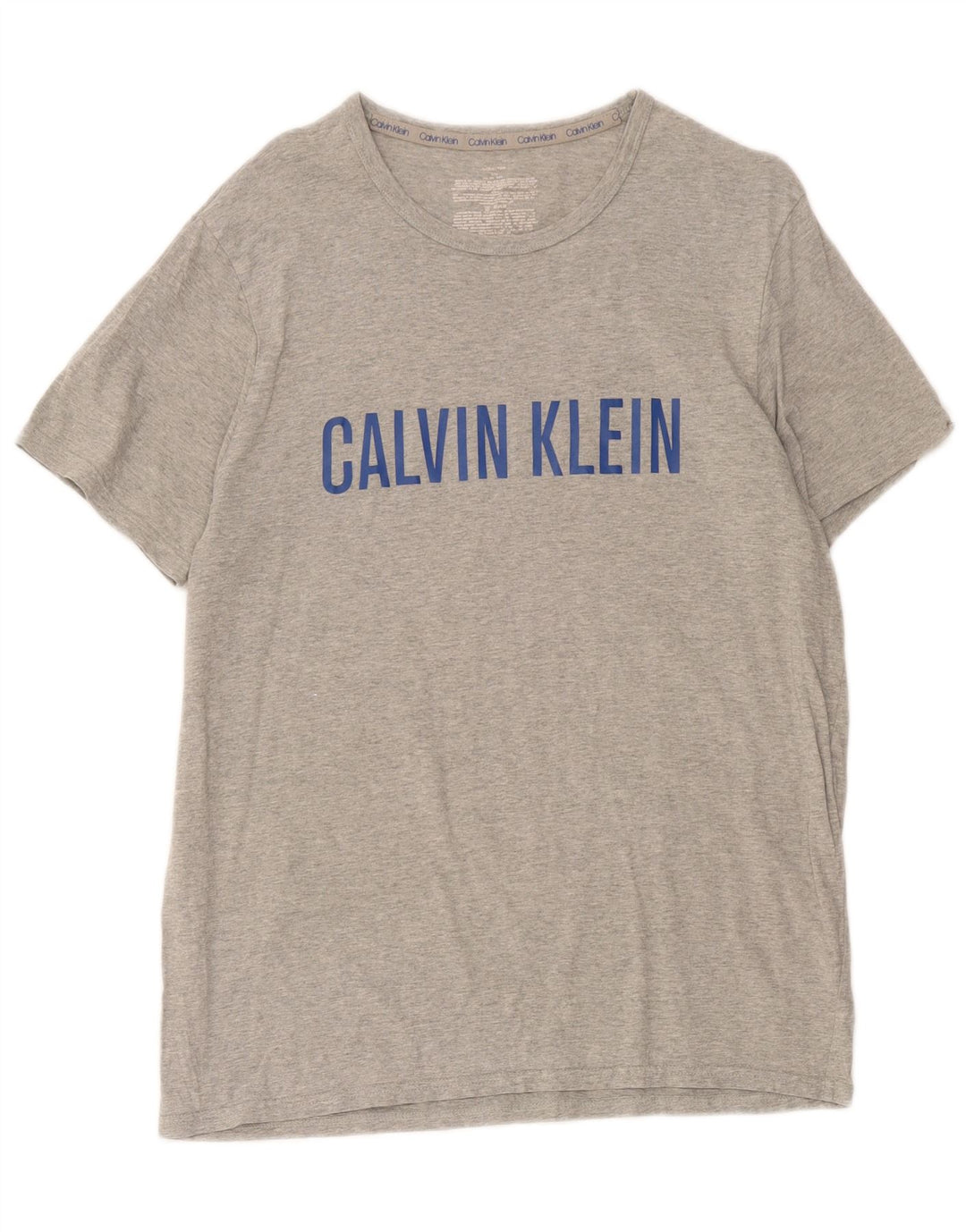 T-shirt grafica da uomo Calvin Klein Top grande in cotone grigio