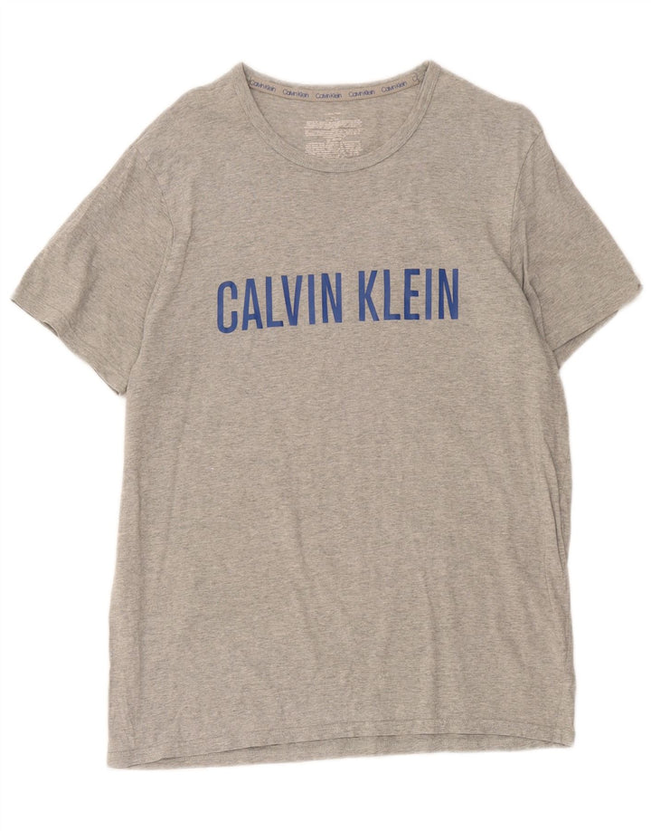 T-shirt grafica da uomo Calvin Klein Top grande in cotone grigio