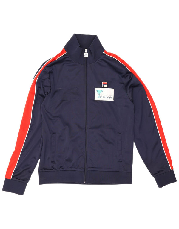 Giacca da ginnastica grafica da uomo Fila a blocchi di colore blu navy medio