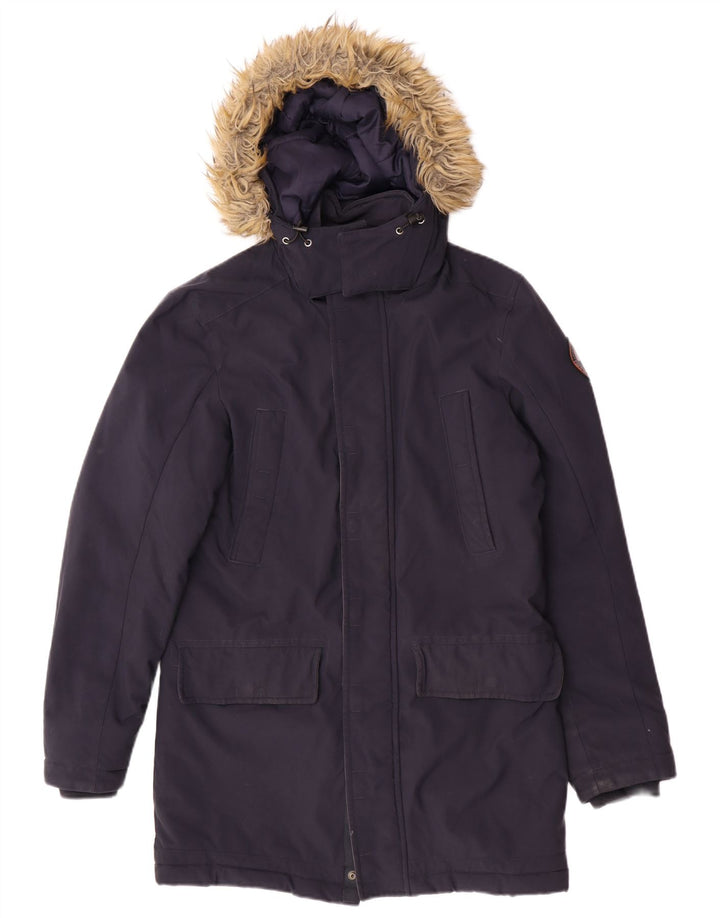 Giacca Parka da uomo con cappuccio Napapijri UK 36 Small Blu Navy Poliammide