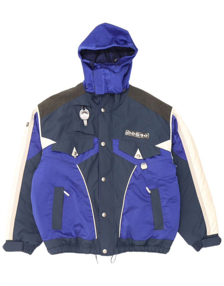 Giacca da sci con cappuccio da uomo Aesse IT 54 2XL Blu Colourblock