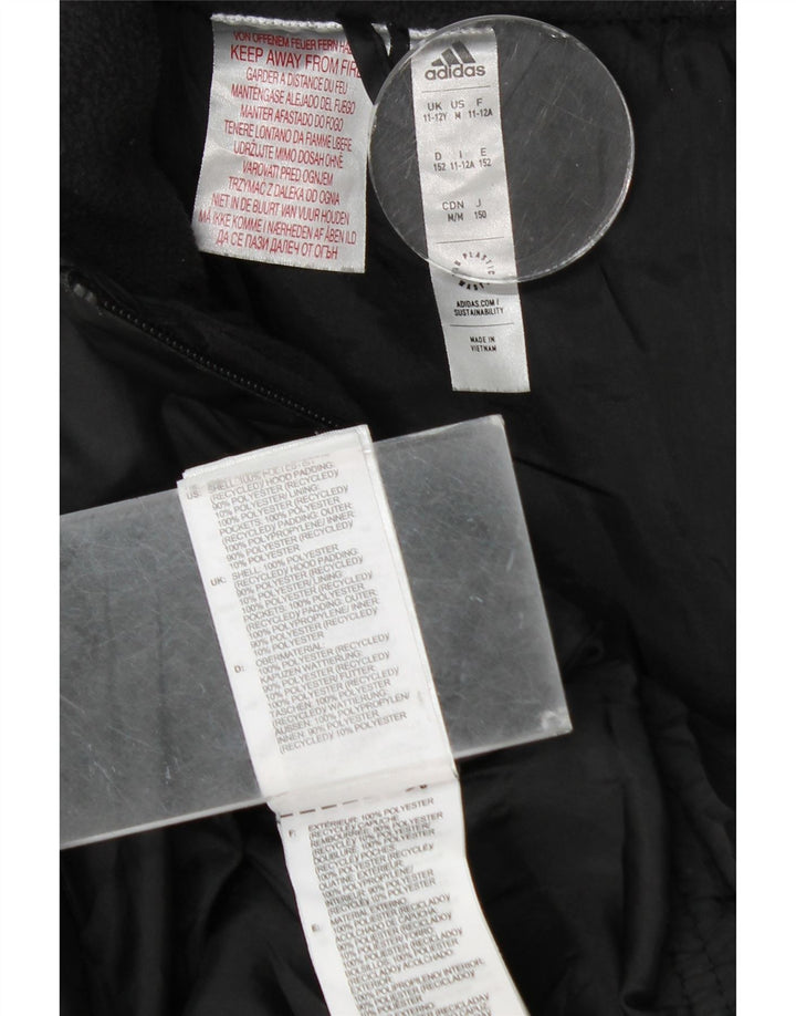 Giacca imbottita con cappuccio Adidas da ragazzo 11-12 anni in poliestere nero