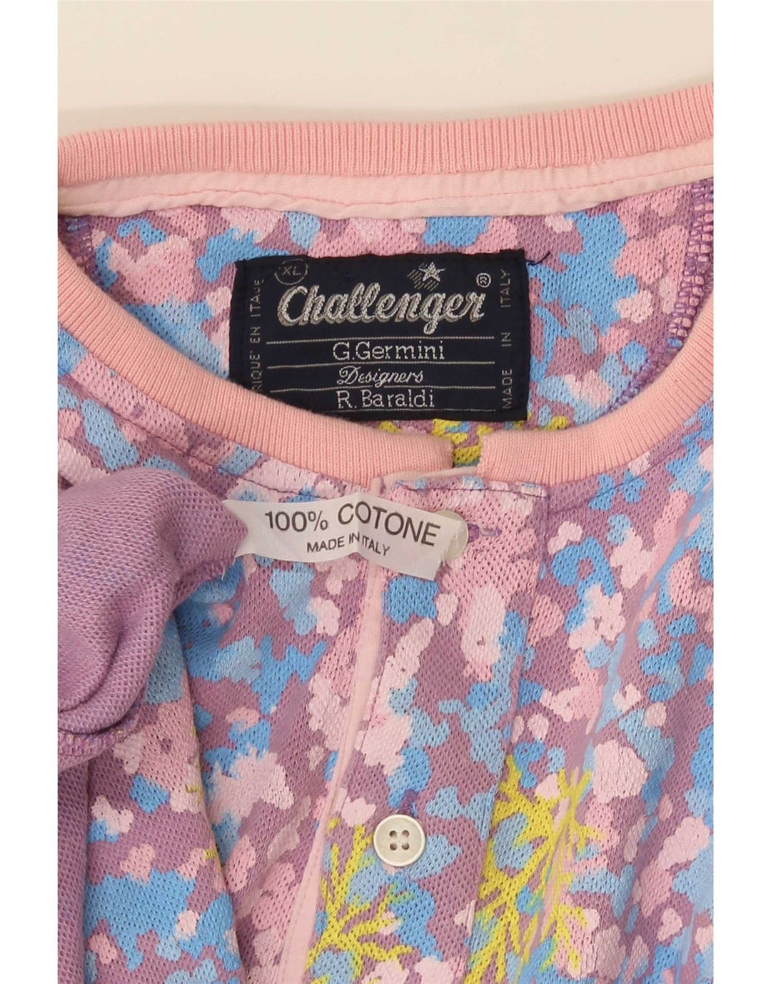 T-shirt da uomo Challenger Top XL in cotone floreale multicolore