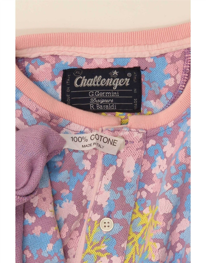 T-shirt da uomo Challenger Top XL in cotone floreale multicolore