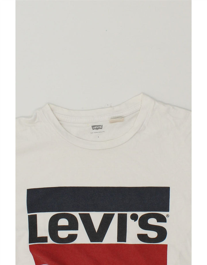 LEVI'S Womens Graphic T-Shirt Top UK 10 Small White Cotton Vintage Levi's and Second-Hand Levi's from Messina Hembry 