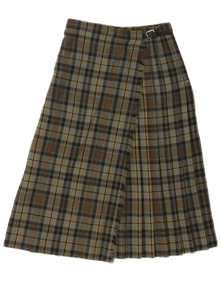 Gonna a portafoglio Kilted da donna Pringle W26 in lana vergine a quadri piccoli verdi
