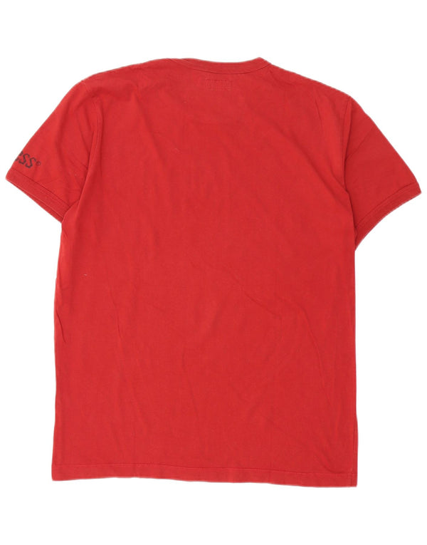 Guess T-shirt grafica da uomo grande in cotone rosso