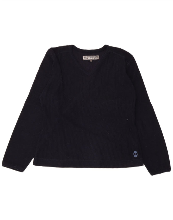 RUSSELL ATHLETIC Top da donna a maniche lunghe UK 16 Large Blu Navy Poliestere