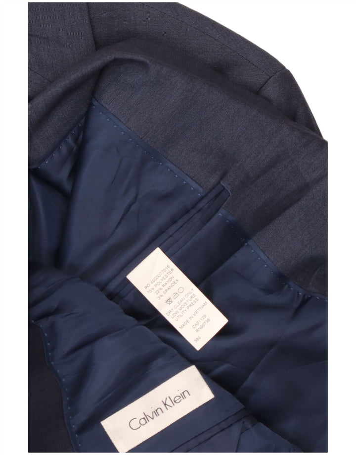 Giacca blazer a 2 bottoni da uomo Calvin Klein UK 38 poliestere blu navy medio