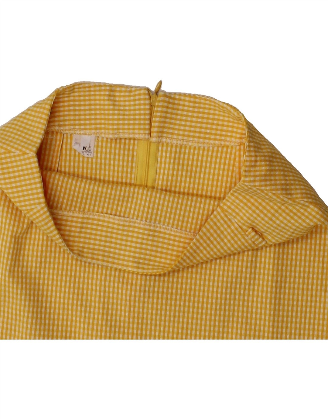 VINTAGE Womens Mini Skirt UK 12 Medium W28 Yellow Gingham Nylon Vintage Vintage and Second-Hand Vintage from Messina Hembry 