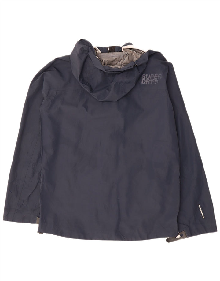 Giacca impermeabile da uomo con cappuccio SUPERDRY UK 36 Small Poliestere blu navy