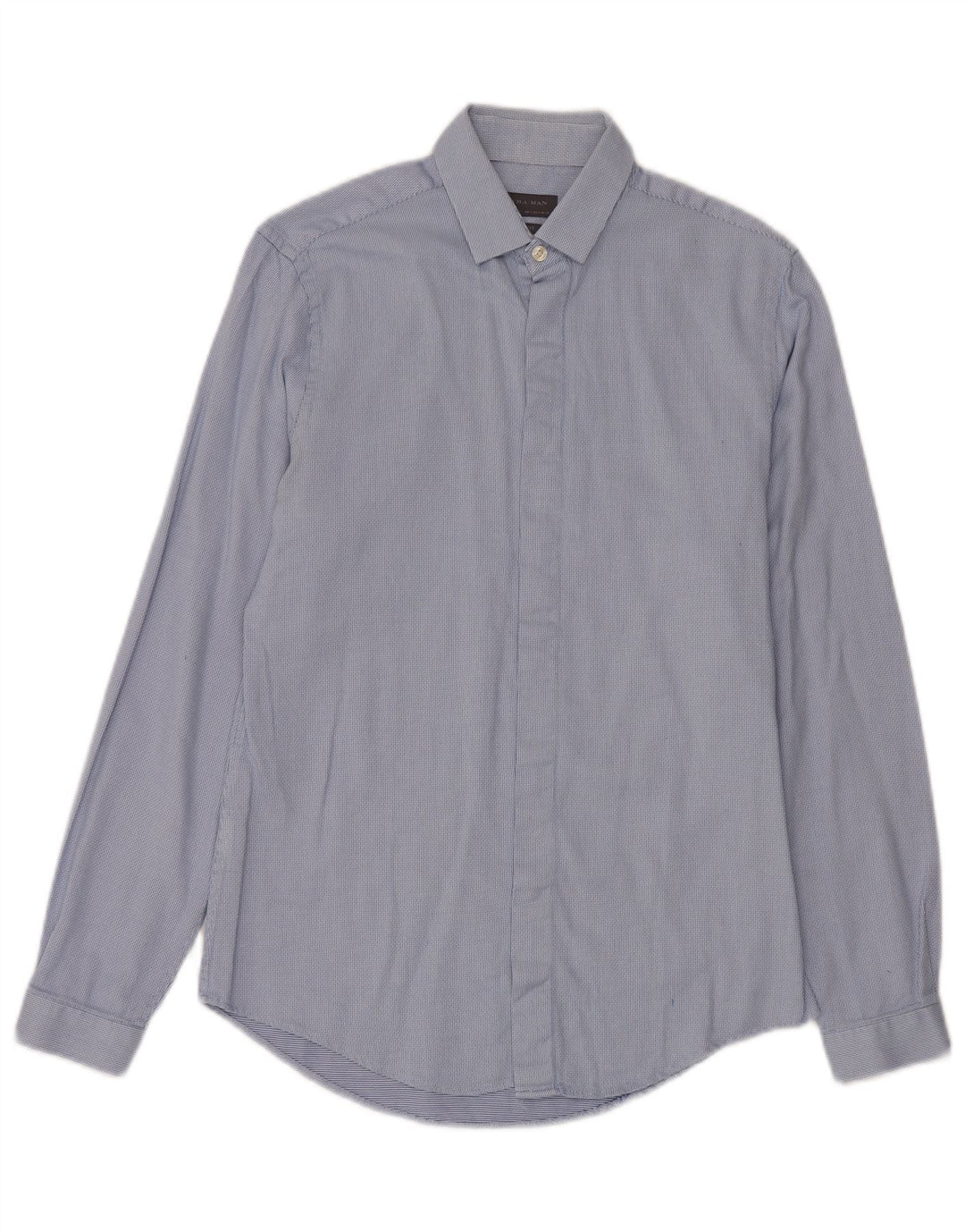 Camicia Zara da uomo slim fit piccola in cotone maculato blu
