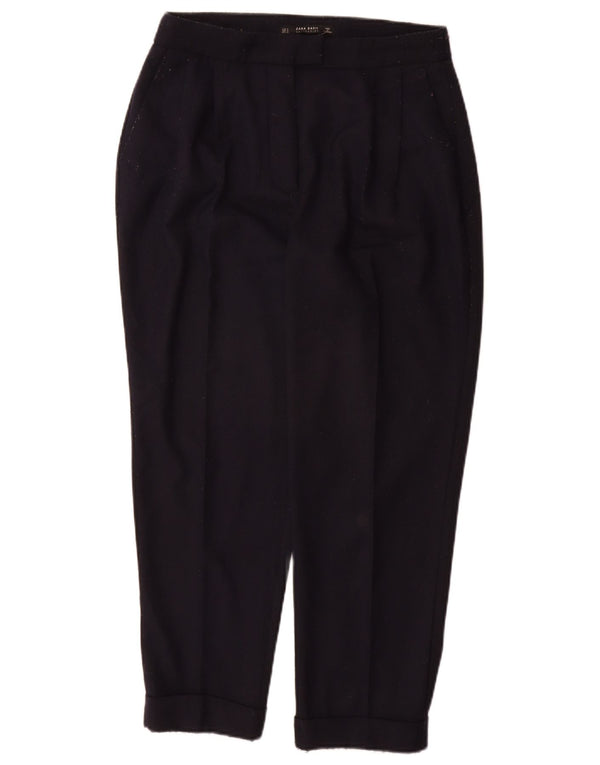 Pantaloni chino con pegging a vita alta da donna Zara piccoli W26 L26 blu navy