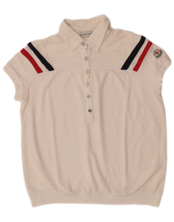 Polo Moncler Donna UK 10 Small Off White Striped