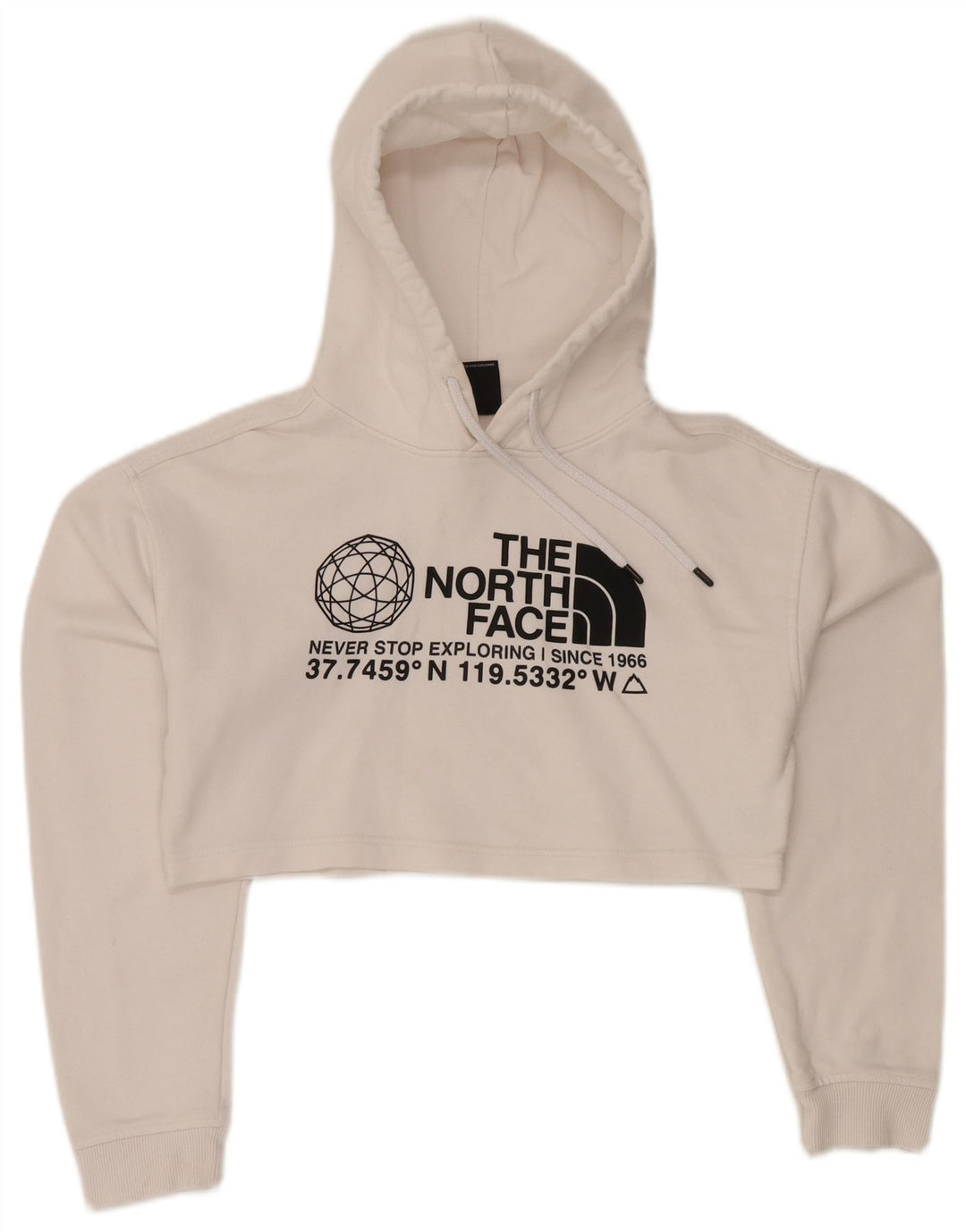 THE NORTH FACE Maglione corto con cappuccio grafico oversize da donna UK 6 XS Bianco