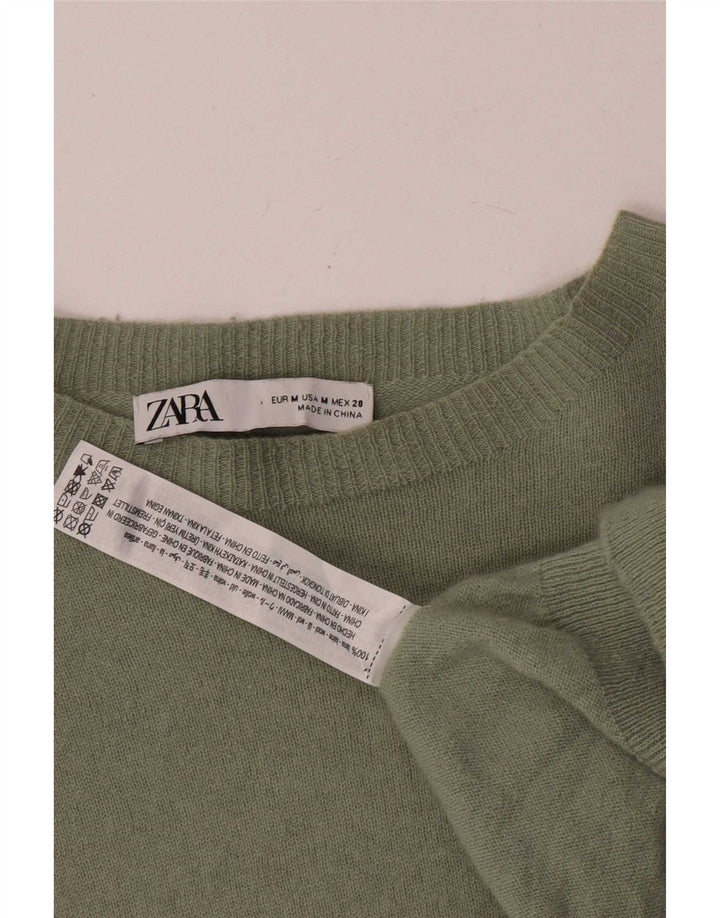 Maglione maglione con scollo a barca da donna Zara UK 14 lana kaki media
