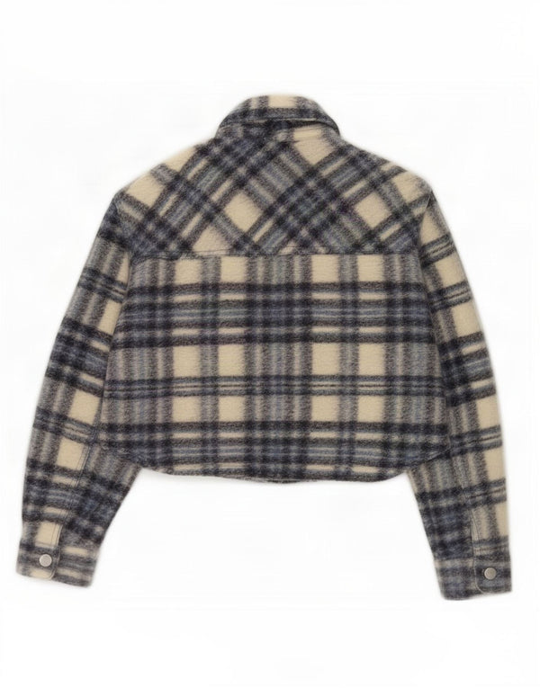 Giubbotto bomber oversize corto con maniche a 3/4 corto da donna Zara UK 10 piccolo grigio a quadri