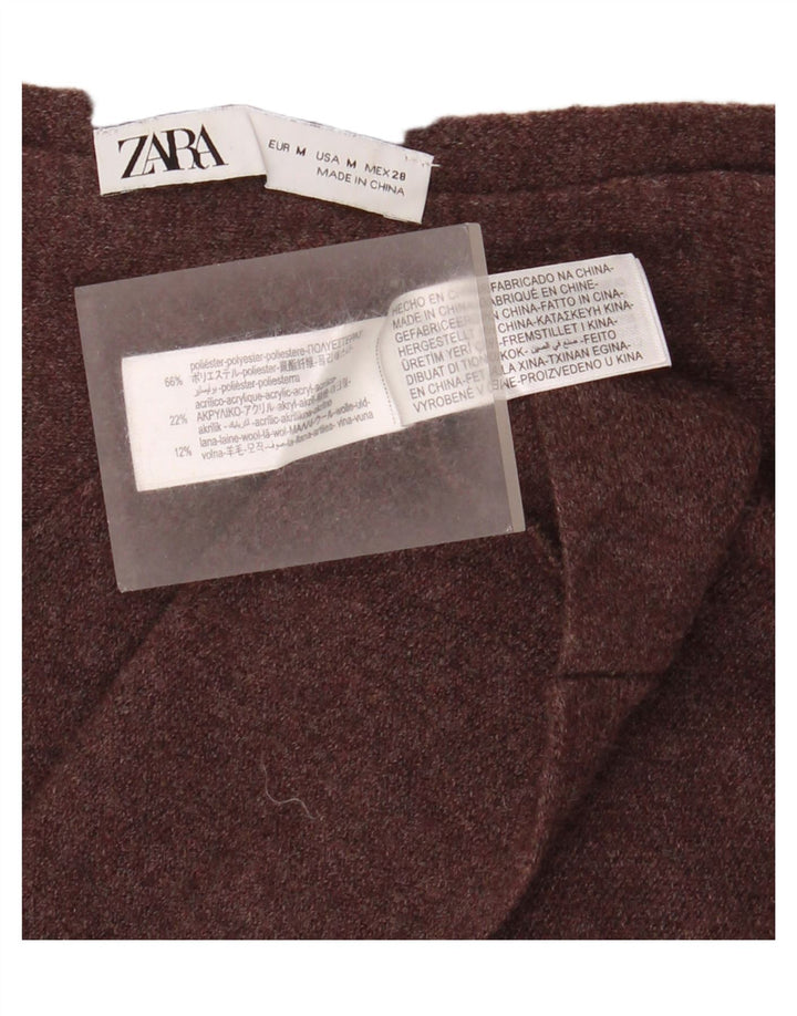 Maglione maglione oversize con scollo a barca da donna Zara UK 14 Poliestere marrone medio