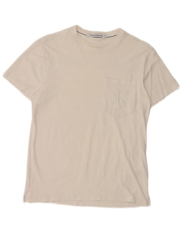 T-shirt da uomo Calvin Klein Jeans Top piccola in cotone bianco