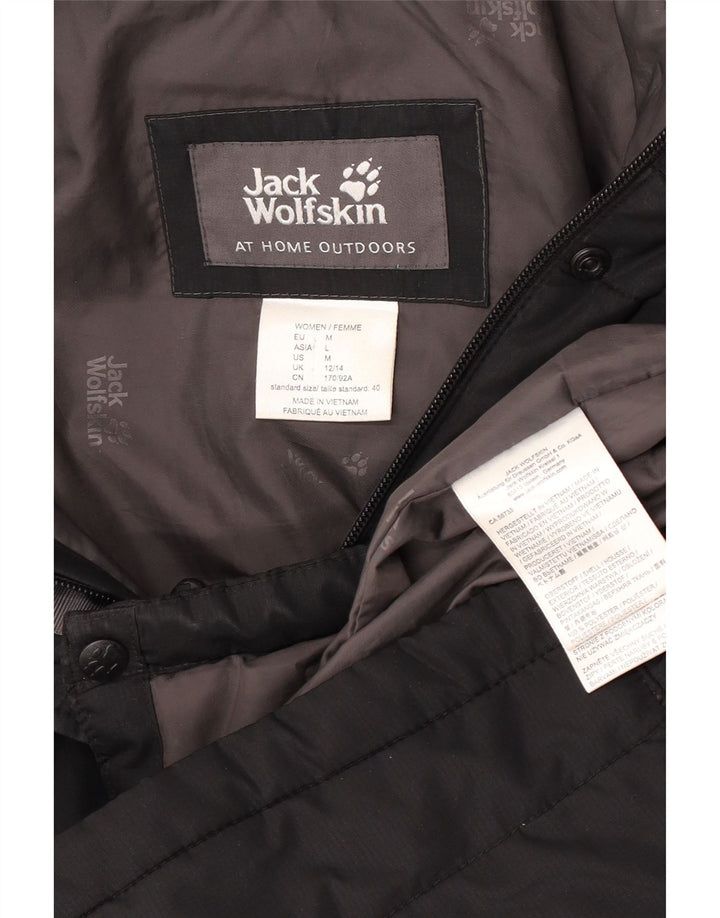 Cappotto imbottito con cappuccio da donna Jack Wolfskin UK 12/14 poliestere nero medio