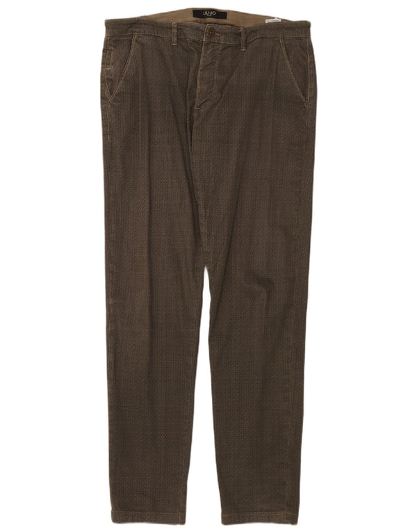 Pantaloni Chino Slim Uomo Liu Jo IT 52 XL W36 L32 Cotone Geometrico Marrone