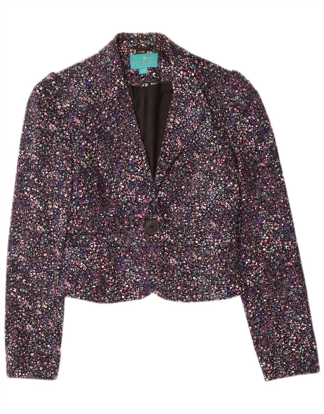 Giacca blazer a 1 bottone corta da donna Monsoon UK 8 piccolo floreale multicolore