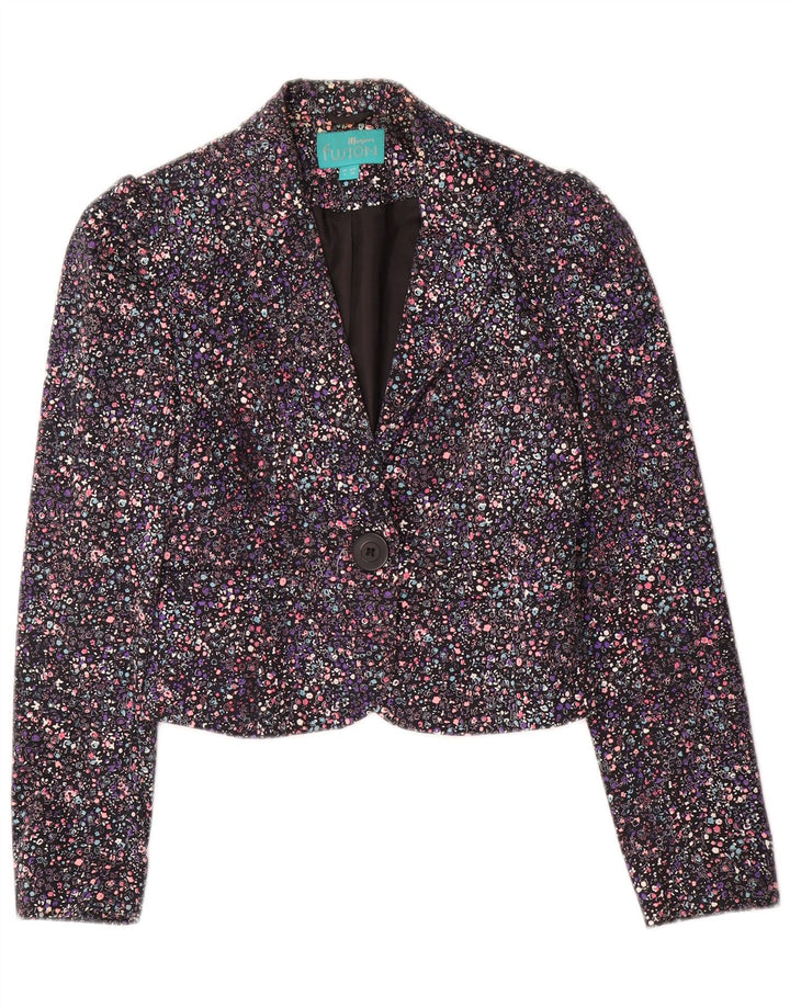 Giacca blazer a 1 bottone corta da donna Monsoon UK 8 piccolo floreale multicolore