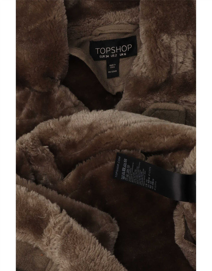 Topshop Giacca da motociclista Sherpa oversize da donna UK 6 XS Poliestere grigio