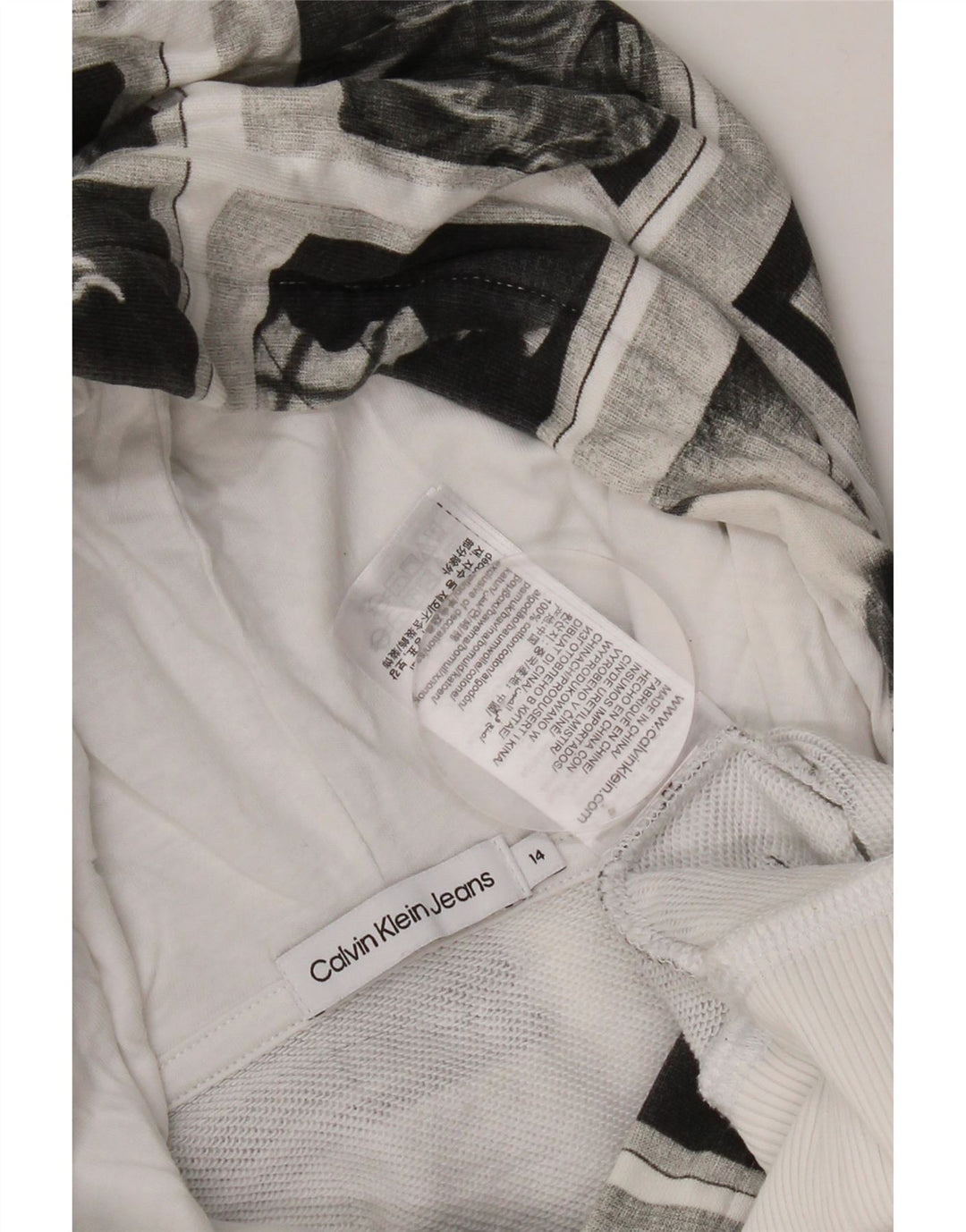 Maglione con cappuccio grafico da bambino Calvin Klein Jeans 13-14 anni Patchwork grigio