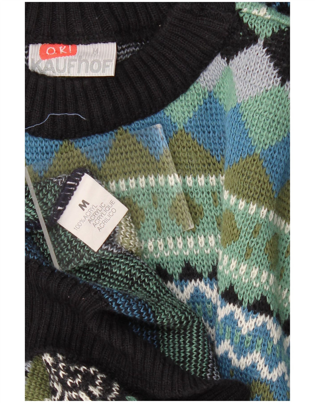 Maglione maglione girocollo da uomo VINTAGE medio multicolore geometrico