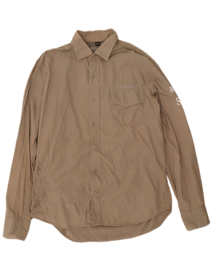 Camicia grafica da uomo Napapijri XL in cotone kaki