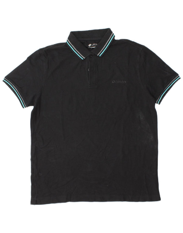 Polo da uomo LOTTO Life Large in cotone nero