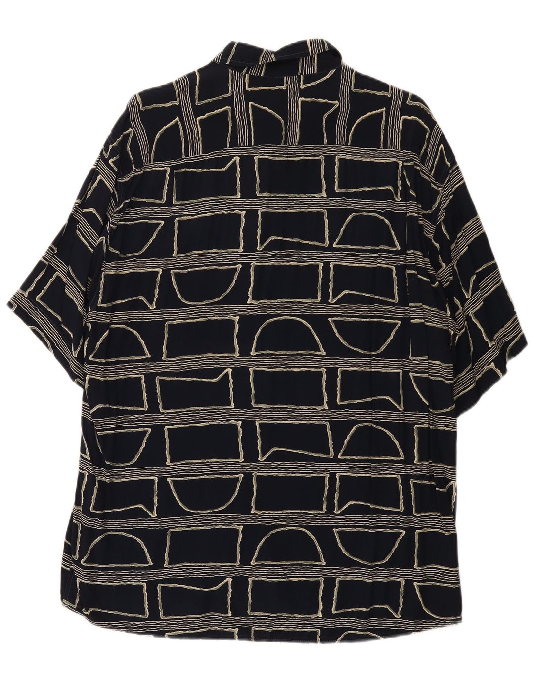 Camicia vintage da uomo a maniche corte grande nera geometrica