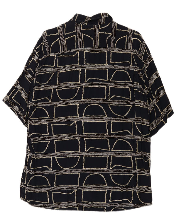 Camicia vintage da uomo a maniche corte grande nera geometrica